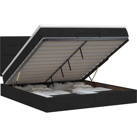 Maison Exclusive - Lit ottoman avec matelas Noir 140 x 190 cm Tissu (1/5)