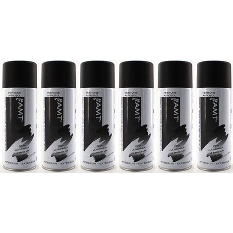 Lot de 6 bombes de peinture - Noir - Mat - 330ml - Amt