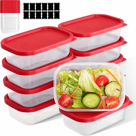 Boîtes de conservation rectangulaires avec couvercle – Lot de 10, 520 ml chacune, sans BPA, contenants hermétiques pour aliment, lavables au lave-vaisselle – Boîtes de congélation (1/5)