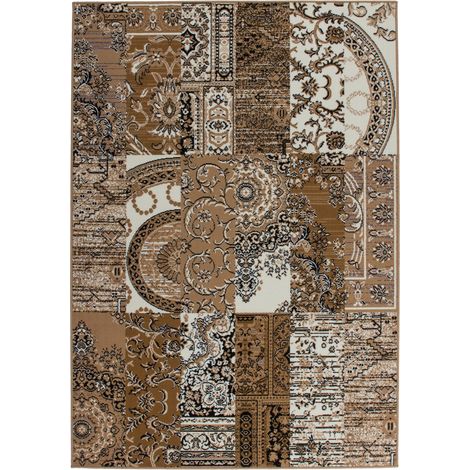 Tappeto Sona 2086 a pelo corto in stile patchwork crema (1/4)