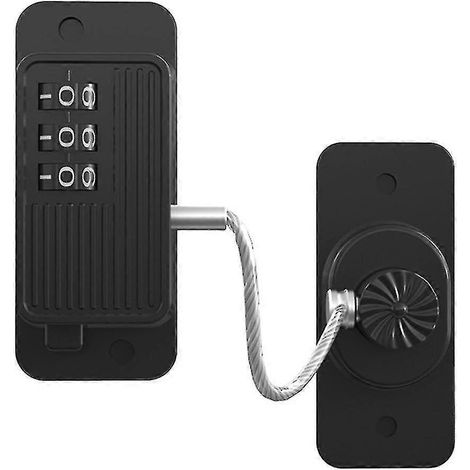 Verrou de réfrigérateur, verrouillage sans clé, accès en un clic, mot de passe personnalisable, sécurité enfant, noir (1/5)