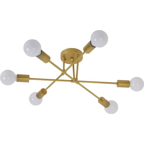 GOECO Modern Sputnik Chandelier Lamps 6 Lights E27 Vintage Gold Ceiling Lights Semi Flush Mount Ceiling Lamp Brushed Antique Nordic Home Decoration for Living Room Bedroom Kitchen Dining Room (1/5)
