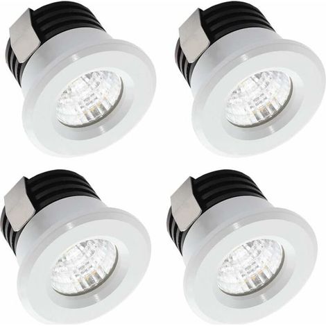Lot de 4 Mini Spots LED Encastrables 3W Blanc Chaud avec Transformateur Indépendant, Éclairage pour Vitrine et Plaque d'Immatriculation (1/4)