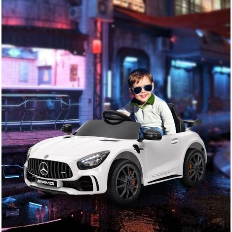 Mercedes AMG GTR 12V Elektroauto für Kinder mit Fernbedienung, Licht, Musik, weiß OKMYHOME (1/5)