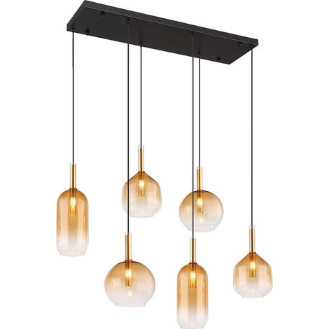 GLOBO Luce A Sospensione Lopusa Nero Opaco E Ottone 6 x G9 (1/5)