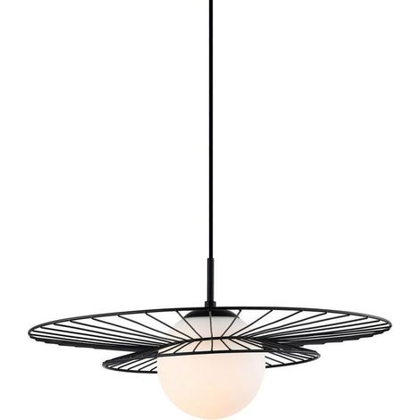 Italux Alison - Lámpara colgante moderna negra 1 luz con pantalla blanca, E27 (1/3)