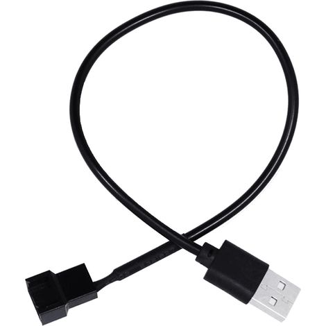 Câble adaptateur secteur USB vers ventilateur PC 4 broches gainé, conversion de tension 5 V à pleine vitesse (1/5)