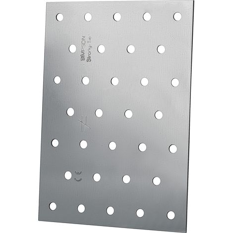Simpson Strong Tie – Plaques perforées NP20 100x140mm – Acier galvanisé S250GD – Épaisseur 2mm – 32 trous Ø 5mm pour assemblages bois (1/5)