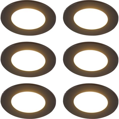 QAZQA Set of 6 Modern Recessed Spotlights Black Incl. LED 3-Step