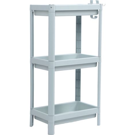 Étagère de rangement au sol pour salle de bain, étagère ouverte, étagère d'angle autoportante, étagère de rangement bleue nordique à 3 niveaux (1/5)