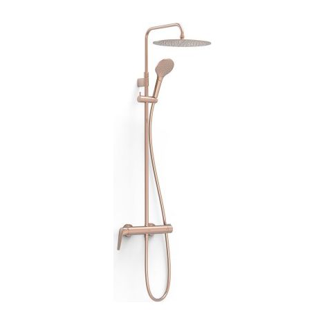 Ensemble colonne de douche mitigeur mural Or Rose Mat 24K - TRES 28119701OPM