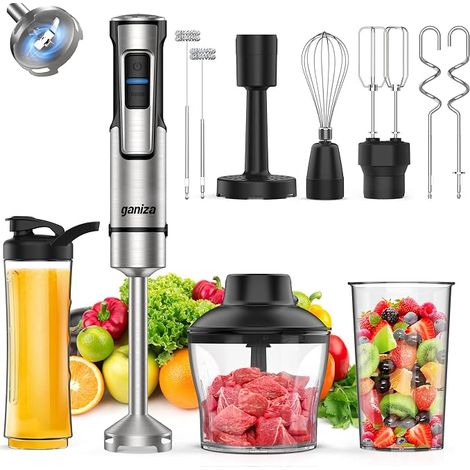 Mixeur Plongeant 1200W avec Vitesse Réglable Pied Mixeur avec Mousseur à Lait, Idéal pour Sauces, Soupes, Smoothies (1/3)
