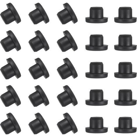 BUNTHAUS Lot de 25 bouchons en silicone en forme de T, diamètre 13,5 mm, bouchons élastiques étanches en silicone réutilisables, bouchons solides à trou rond pour tuyaux, noir