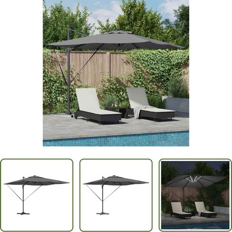 vidaXL Terrasse -  Sonnenschirm mit LED-Lichtleisten Anthrazit 286 x 284 x 270 cm