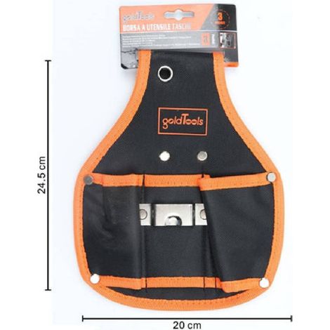 TrAdE Shop Traesio - Borsa Porta Utensili 3 Tasche Da Cintura Marsupio Per Attrezzi Da Lavoro -