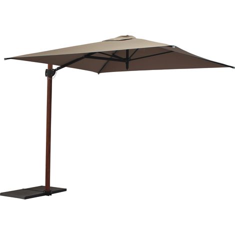 Ombrellone da Giardino Decentrato 2,5x2,5m Palo in Alluminio Effetto Legno Tessuto Poliestere Trend Wood Taupe (1/5)