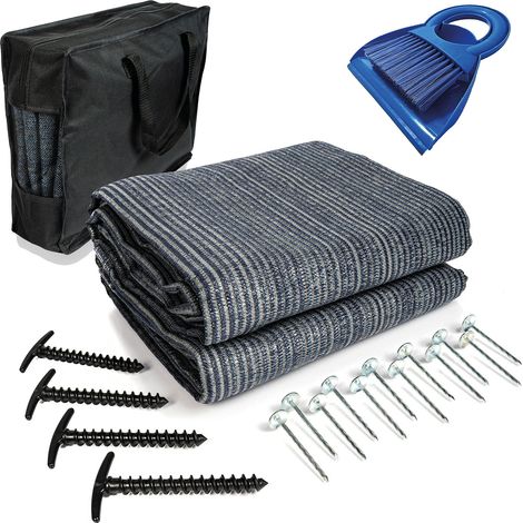 Tapis Auvent Caravane 300 g/m2 - Tapis de Camping Extérieur Respirant avec 4 Piquets en T, 12 Sardines en Acier et Sac (1/5)