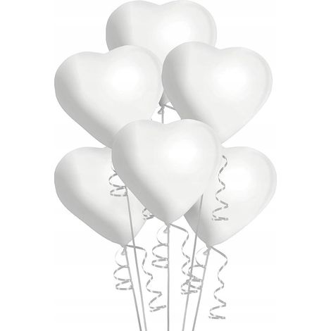 Palloncini a forma di cuore color pastello, bianchi, 100 pezzi. (1/3)