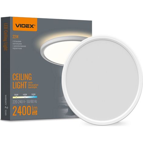 Plafonnier LED rond noir design 30cm CCT 22W IP54 Videx (1/5)
