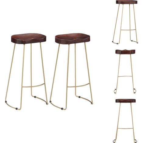 Tabourets de bar Gavin lot de 2 bois de manguier massif - Tabouret De Bar - Tabourets De Bar - Chaise De Bar - Chaises De Bar - Mobilier Intérieur (1/5)