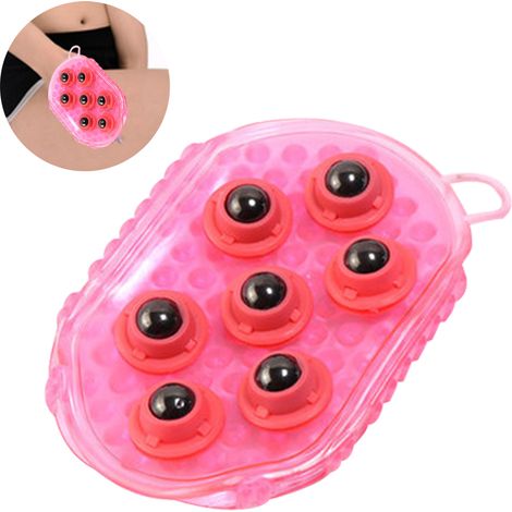 Gant de massage en forme de paume, brosse de bain de massage avec 7 rouleaux métalliques, masseur corporel portatif pour soulager les douleurs musculaires et la cellulite (1/5)
