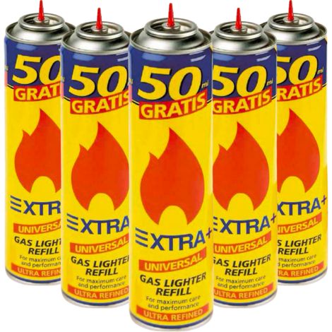 Recarga Universal de Gas EXTRA+ 300ml (250ml + 50ml Gratis)  Incluye 5 Adaptadores para Todo Tipo de Encendedores (1/5)