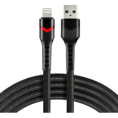 Câble USB vers Lightning everActive CBB-1IBR 1 m 2,4 A LED RGB noir (1/3)