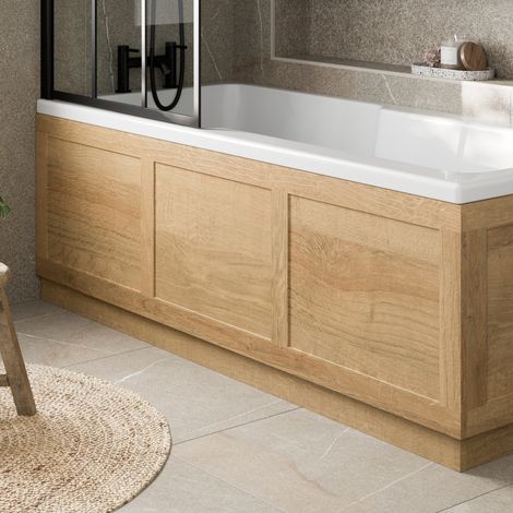 Traditional Bathroom 1700mm Side Bath Panel 15mm Wooden Oak MDF Wood Easy to Cut