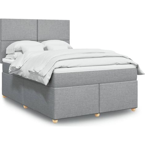 Boxspringbett mit Matratze Hellgrau 140x200 cm Stoff (1/5)