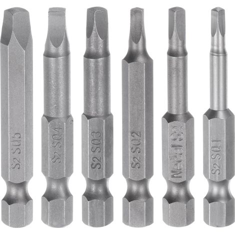 Square Screwdriver Bit Sq1/Sq2/Sq2.7/Sq3/Sq4/Sq5 with 1/4" Hex Shank and 2" Length, Magnetic Screwdriver for Safety Screws, Electric Tool (1/5)