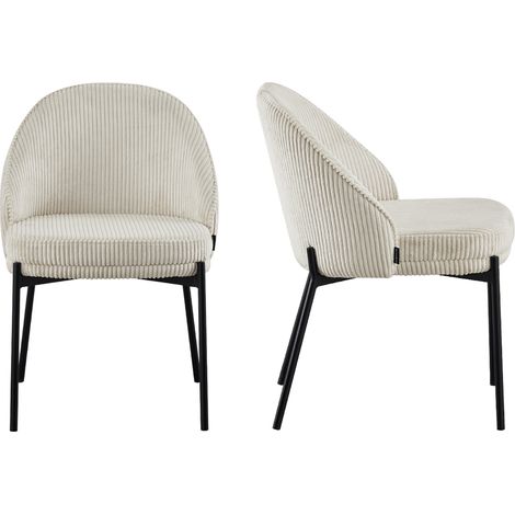 Lot de 2 chaises en velours côtelé beige - Cloé (1/5)