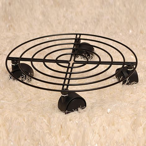 Support à roulettes pour pots de fleurs, capacité de charge de 50 kg, en fer antirouille, facile à déplacer, avec roulettes pour tonneaux à vin (1/5)