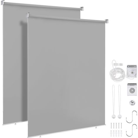 Randaco 2X Senkrechtmarkise Vertikalmarkise Seitenrollo Sichtschutz für Terrasse Balkon Sonnenschutz UV-Beständig Grau 140x140cm