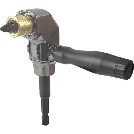 Adaptateur De Perceuse à Angle Droit, Mandrin D'angle 90° Fixation De Foret D'angle, 1/4 Pouce Adaptateur D'angle De Tournevis Mandrin à Angle Droit Avec Poignée Pour Perceuse Visseuse (1/5)
