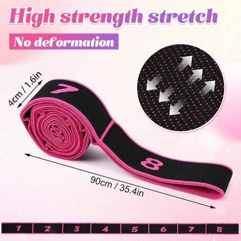 Ceinture d'étirement JeiibrZui pour le yoga - Bande de fitness à 8 boucles - Bande de résistance ajustable pour l'entraînement - 2 pièces - Rose et jaune - pour le yoga, le Pilates, la gymnastique et (1/5)