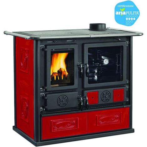 Cucina A Legna Rosa 5.0 Vst - 8,8 Kw (Conto Termico) - cm 103x65x85,1h - Colore: Liberty Bordeaux