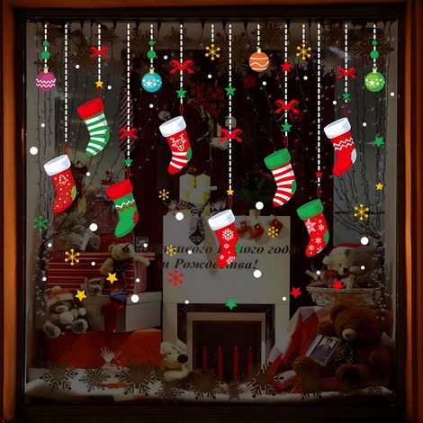 Autocollants statiques amovibles en forme de bas de Noël pour vitres, à poser soi-même ou à retirer, pour décorer salons, chambres et magasins. (1/5)