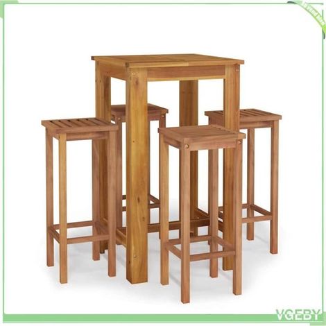 Ensemble de bar de jardin - FAFEICY - 3154387 - Bois d'acacia massif - 4 places - Finition à l'huile (1/5)