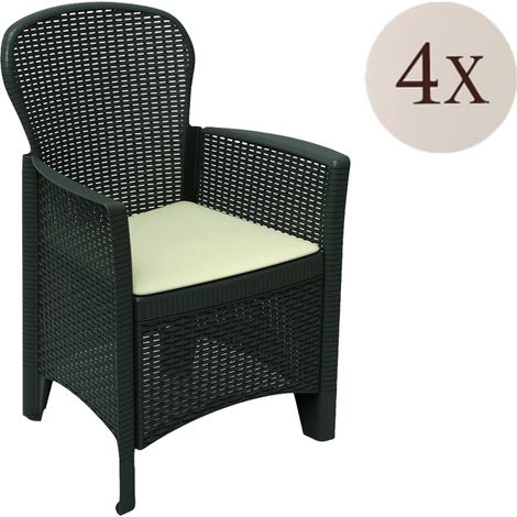Dmora - Set di 4 sedie da esterno Como, Seduta da giardino, Per indoor o outdoor, Con braccioli, Made in Italy, 59x57 h86 cm, Antracite