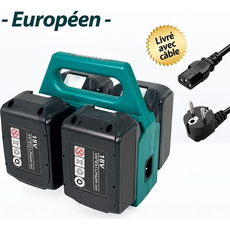 Chargeur de batterie compatible Makita avec fonction de charge prise européenne vert foncé 16,5 × 6 × 16 cm – Livraison gratuite (1/2)