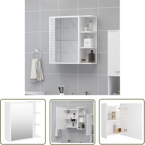 The Living Store Bad-Spiegelschrank Weiß 62,5x20,5x64 cm Holzwerkstoff - Badezimmerspiegel - Spiegelschrank - Holzwerkstoff Möbel - Weißer Schrank - Aufbewahrungsschrank (1/5)