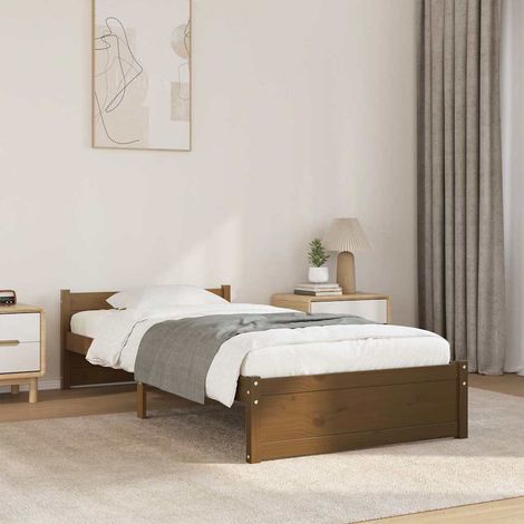 Bed Frame without Mattress Honey Brown Solid Wood 75x190 cm vidaXL (1/5)