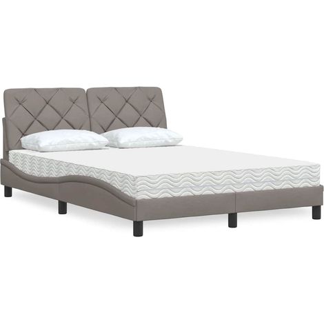 Bett mit Matratze Taupe 120x200 cm Stoff