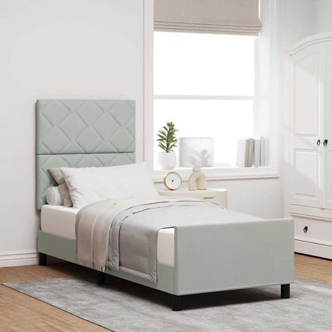 Cama tipo Box Spring Gris claro 80 x 200 cm Terciopelo (1/5)