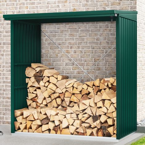 Hörmann Ecostar Metall Kaminholzregal Trend Typ 2, 181 x 103 cm, moosgrün, 181 x 103 x 198 cm (T x B x H) (1/5)