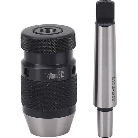 Mandrin de Perçage 1-10 Mm B12, Mandrin de Perçage sans clé à Serrage Automatique avec Arbre MT2 à B12 pour Tournevis à Percussion, Adaptateur de Foret (1/5)