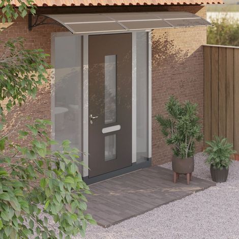 Auvent de porte,Marquise de Porte d'entrée,Store Banne Noir 300x100 cm Polycarbonate -FR80896 (1/5)