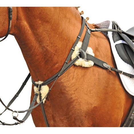 pony, Braun: Gutes Leder Vorderzeug mit Gabel und abnehmbarem Martingal (1/5)