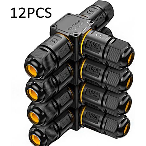 12 Stück wasserdichte IP68-Kabelverbinder – 3-Wege-Anschlussdose, 3-adriger wasserdichter Steckverbinder – Outdoor-Gartenanschluss – 6–11 mm Kabelabzweig – wasserdichte externe Elektrobox