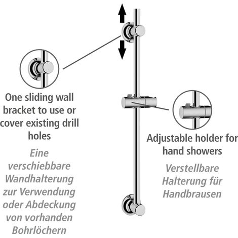 WENKO Duschstange ohne Bohren Chrom, Befestigen ohne Bohren, Silber glänzend, Edelstahl rostfrei chrom